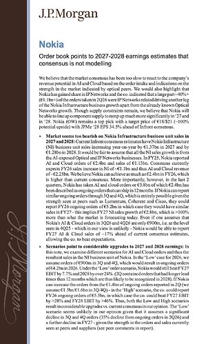 JP Morgan on Nokia August 2026