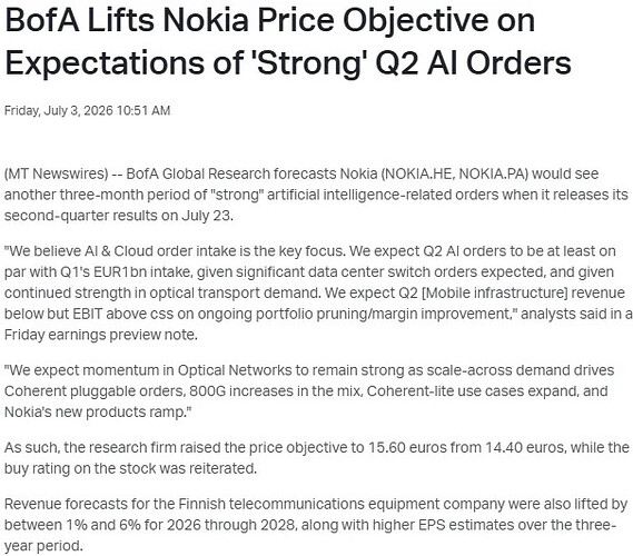 BofA Nokia 3 July 2026